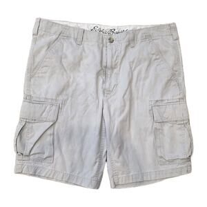 Eddie Bauer Shorts Mens 38 Khaki Cargo Outdoor Hiking Pockets Classic Fit Cotton